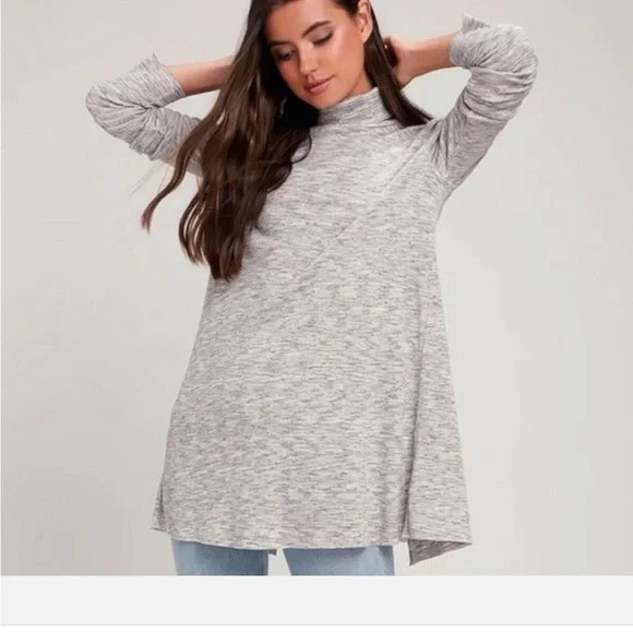 Free People Cozy High-Neck Split-Back Sweater - Picture 2 of 7